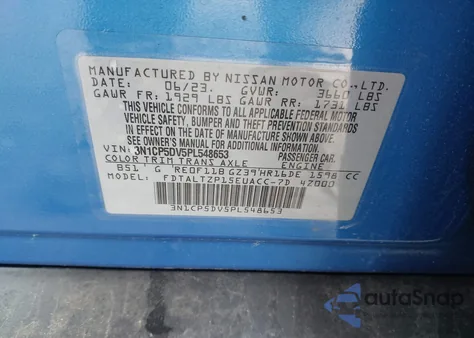 2023 Nissan Kicks Sr Xtronic Cvt z USA, uszkodzony, nr VIN 3N1CP5DV5PL548653